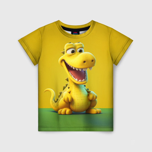 Детская футболка с принтом Жёлтый крокодил, вид спереди №1