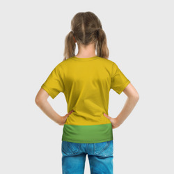 Футболка с принтом Жёлтый крокодил для ребенка, вид на модели сзади №3. Цвет основы: белый