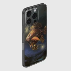 Чехол для iPhone 16 Pro силиконовый с защитой камеры Рыба-дирижабль в ночи - фото 2