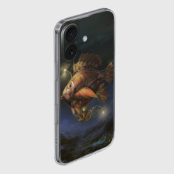Чехол для iPhone 16 силиконовый с защитой камеры Рыба-дирижабль в ночи - фото 2