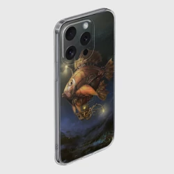 Чехол для iPhone 15 Pro Max силиконовый с защитой камеры Рыба-дирижабль в ночи - фото 2