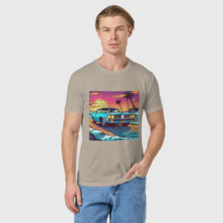 Мужская футболка хлопок Автомобиль Dodge в стиле Retrowave - фото 2