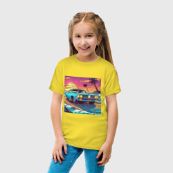 Детская футболка хлопок Автомобиль Dodge в стиле Retrowave - фото 2