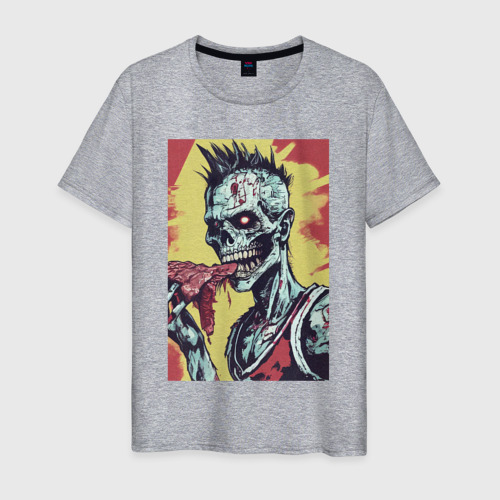 Мужская футболка хлопок Злой панк зомби арт, цвет меланж