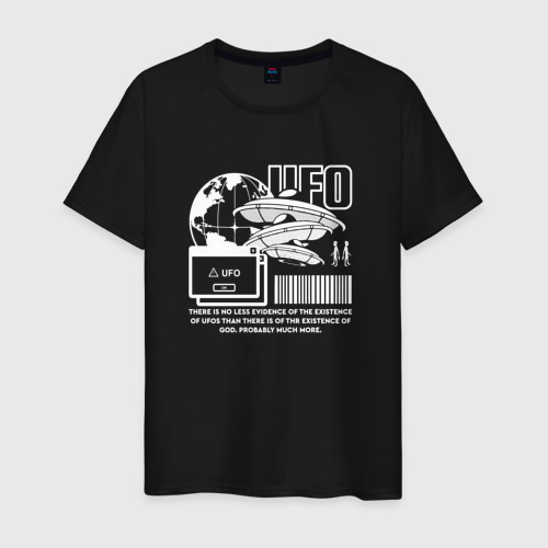 Светящаяся мужская футболка Ufo ok, цвет черный