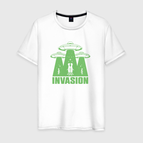 Светящаяся мужская футболка Alien invasion ufo, цвет белый