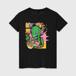 Светящаяся женская футболка Alien and ramen
