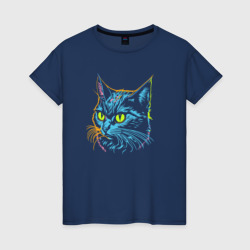 Светящаяся женская футболка Цветной котик