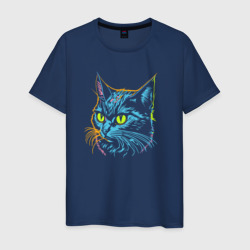 Светящаяся мужская футболка Цветной котик