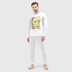 Мужская пижама с лонгсливом хлопок Женский портрет с полевыми цветами - фото 2