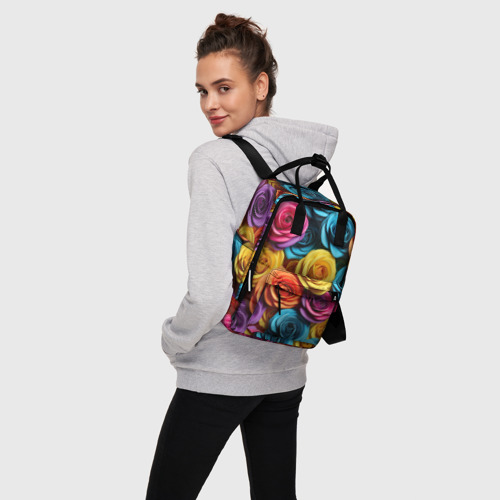 Женский рюкзак 3D с принтом Цветочная свежесть, вид сбоку #3