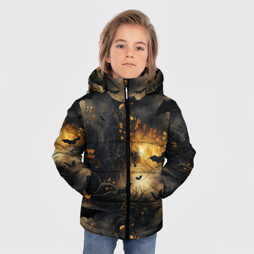 Зимняя куртка для мальчиков 3D с принтом Ночная мышь, фото на моделе #1