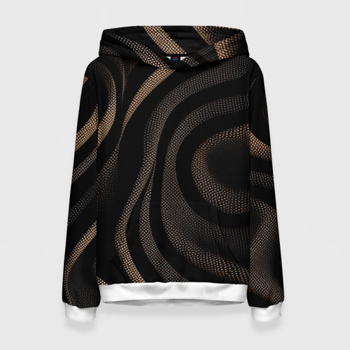 Женская толстовка 3D с принтом Черный абстрактный узор, вид спереди #2