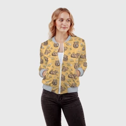 Женский бомбер 3D Капибары и мандаринки - фото 2
