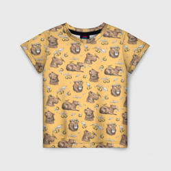 Детская футболка 3D Капибары и мандаринки