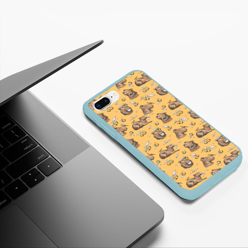 Чехол для iPhone 7Plus/8 Plus матовый с принтом Капибары и мандаринки, фото #5