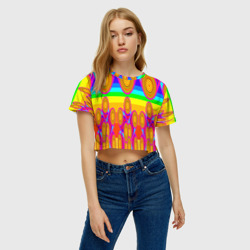 Женская футболка Crop-top 3D Хохлома вариант 2 - фото 2