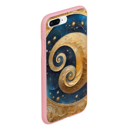 Чехол для iPhone 7Plus/8 Plus матовый с принтом Синий золотой декоративный орнамент, вид сбоку #3