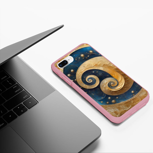 Чехол для iPhone 7Plus/8 Plus матовый с принтом Синий золотой декоративный орнамент, фото #5