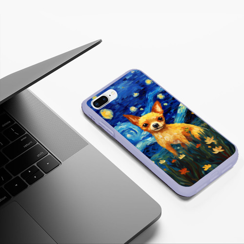 Чехол для iPhone 7Plus/8 Plus матовый Чихуахуа в стиле Ван Гога, цвет светло-сиреневый - фото 5