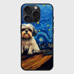 Чехол силиконовый для Apple iPhone 15 Pro матовый Ши-тцу в стиле Ван Гога