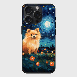 Чехол силиконовый для Apple iPhone 15 Pro матовый Шпиц в стиле Ван Гога