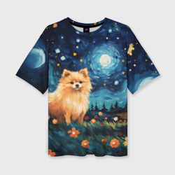 Женская футболка oversize 3D Шпиц в стиле Ван Гога