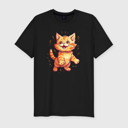 Мужская футболка хлопок Slim Котёнок радостный