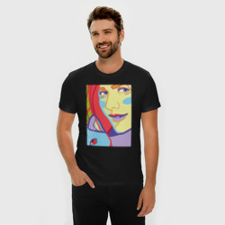 Мужская футболка хлопок Slim Яркий женский портрет в стиле поп-арт - фото 2