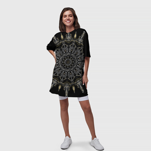 Платье-футболка 3D Большая костяная мандала, цвет 3D печать - фото 5