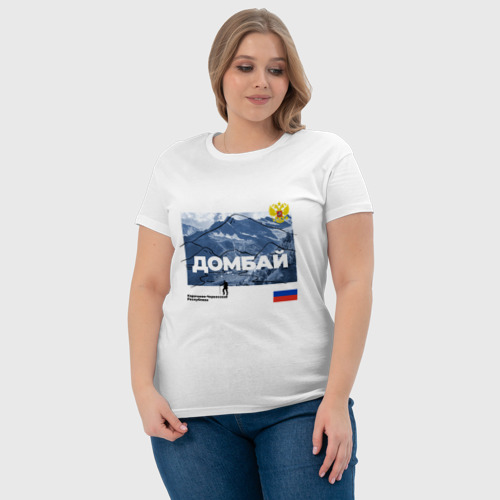 Женская футболка хлопок Домбай Карачаево-Черкесская Республика, цвет белый - фото 6