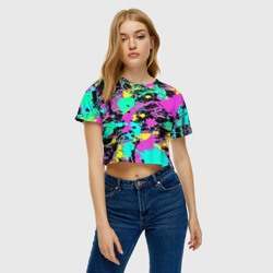 Женская футболка Crop-top 3D Красочная композиция - мода - фото 2