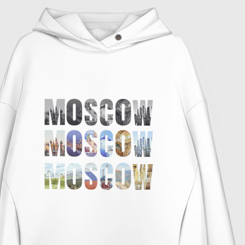 Женское худи Oversize хлопок Moscow - Москва, цвет белый - фото 3