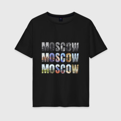 Женская футболка хлопок Oversize Moscow - Москва