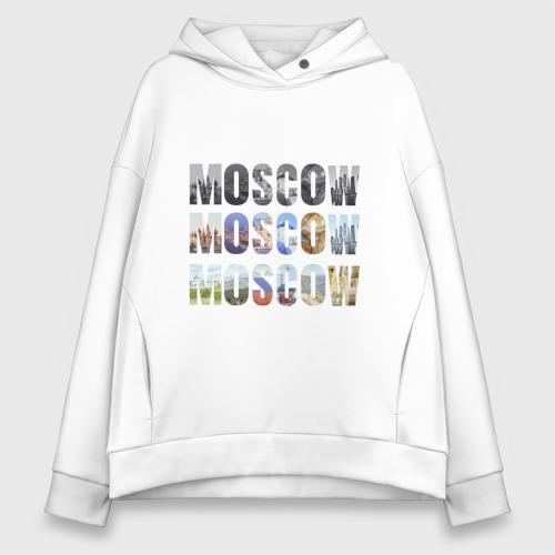 Женское худи Oversize хлопок Moscow - Москва, цвет белый