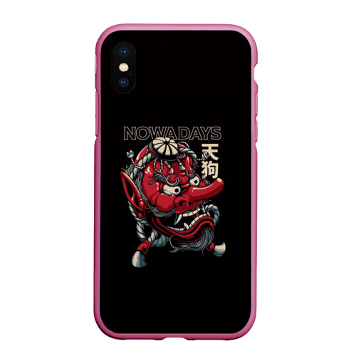 Чехол для iPhone XS Max матовый Демон Японии, цвет малиновый