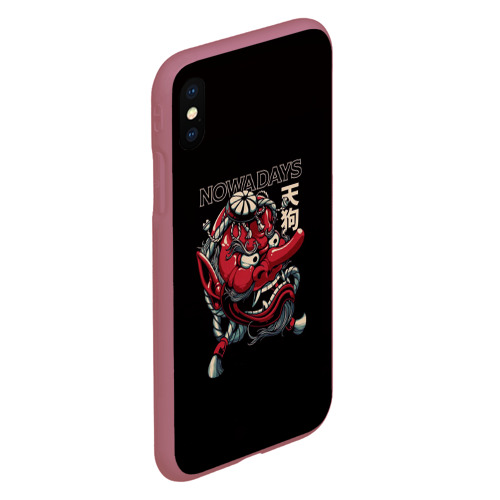 Чехол для iPhone XS Max матовый Демон Японии, цвет малиновый - фото 3