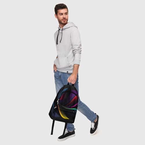 Рюкзак 3D Ночная абстракция из разноцветных лучей - фото 6