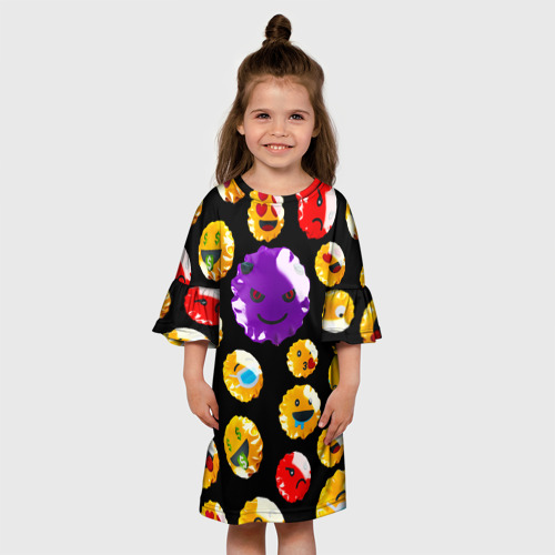 Детское платье 3D Хитрый эмоджи, цвет 3D печать - фото 4