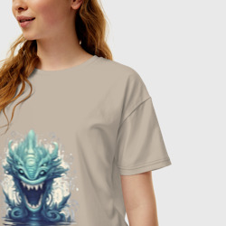 Женская футболка хлопок Oversize Водяной демон - фото 2