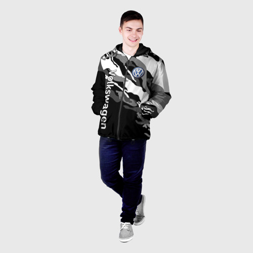 Мужская куртка 3D с принтом Фольцваген - белый камуфляж, фото на моделе #1