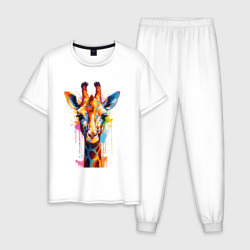 Мужская пижама хлопок Граффити с жирафом