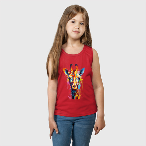 Детская майка хлопок Граффити с жирафом, цвет красный - фото 3