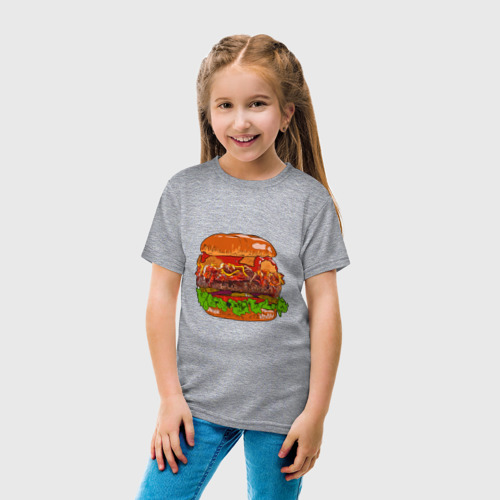 Детская футболка хлопок Бургер из частей, цвет меланж - фото 5