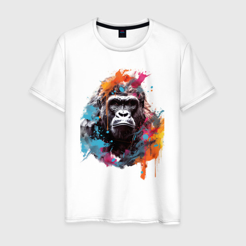 Мужская футболка хлопок Граффити с гориллой, цвет белый