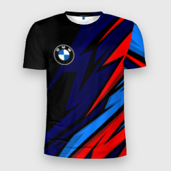 Мужская футболка 3D Slim BMW - m color's and black