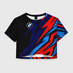 Женская футболка Crop-top 3D BMW - m color's and black