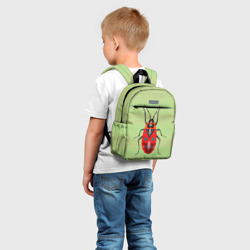 Рюкзак с принтом Клоп солдатик для ребенка, вид на модели спереди №2. Цвет основы: белый