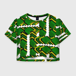 Женская футболка Crop-top 3D Зеленая микросхема