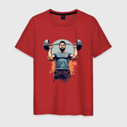 Мужчина штангист – Мужская футболка хлопок с принтом купить со скидкой в -20%